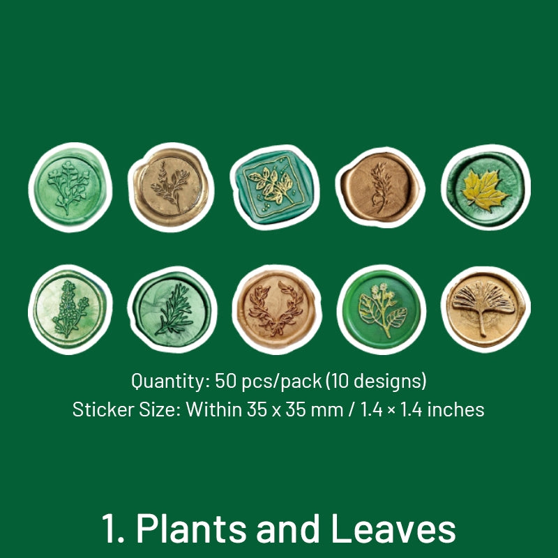 Daydreamer Wax Seal Design Stickers - Flowers, Leaves, Animals, Words sku-1