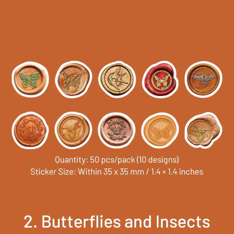 Daydreamer Wax Seal Design Stickers - Flowers, Leaves, Animals, Words sku-2