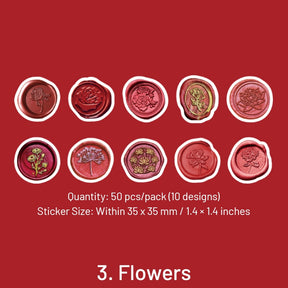 Daydreamer Wax Seal Design Stickers - Flowers, Leaves, Animals, Words sku-3
