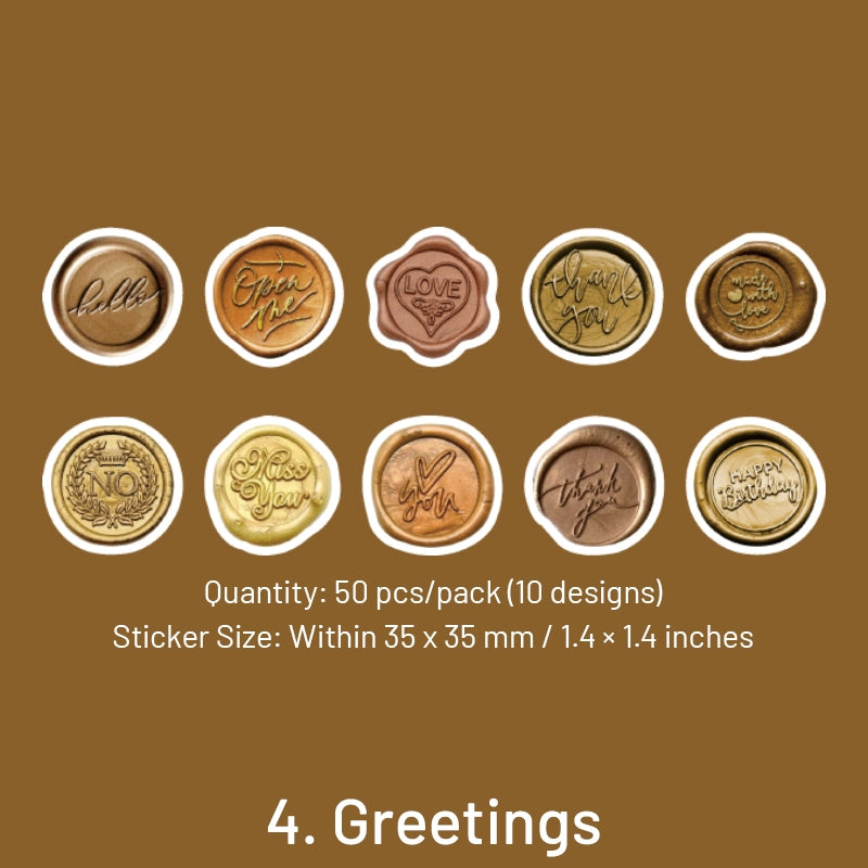 Daydreamer Wax Seal Design Stickers - Flowers, Leaves, Animals, Words sku-4