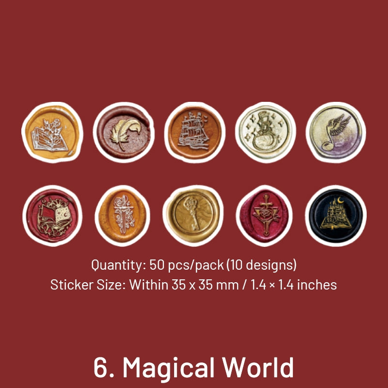 Daydreamer Wax Seal Design Stickers - Flowers, Leaves, Animals, Words sku-6