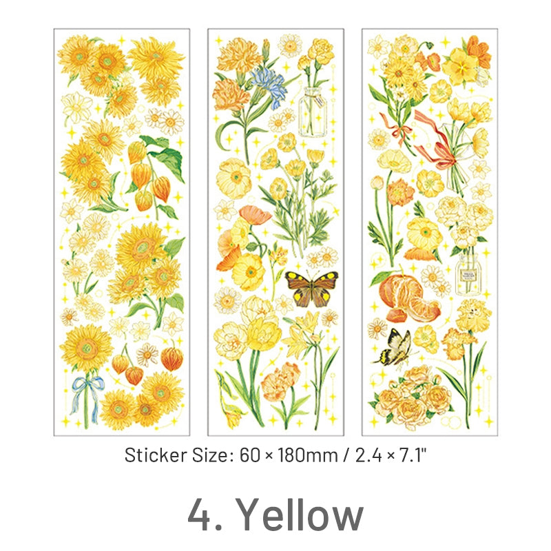 Dazzling Transparent PET Floral Journal Sticker sku-4