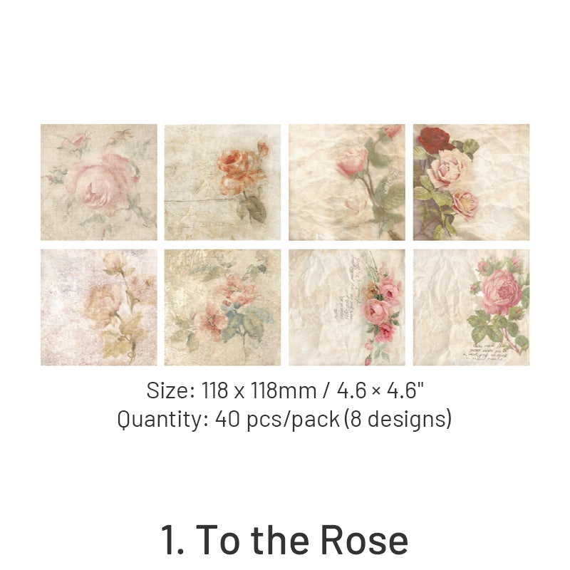 Dedicated to the Rose Series Vintage Scrapbook Paper sku-1
