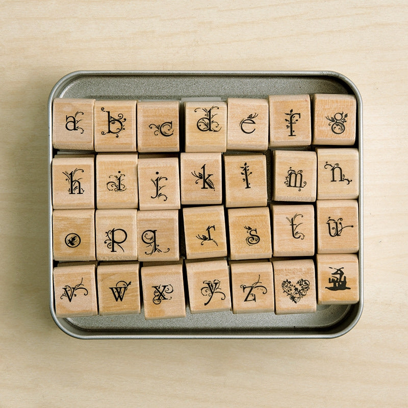 DIY Butterfly Love Floral Series Tin Boxed Letter Wood Stamp Set a