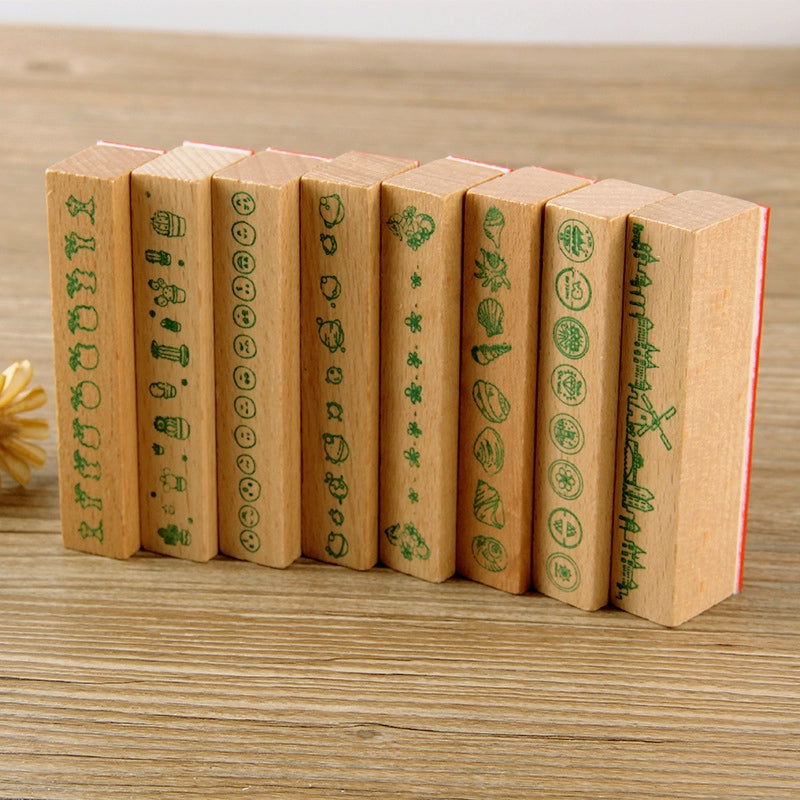 DIY Decoration Flower Border Long Wooden Rubber Stamp a
