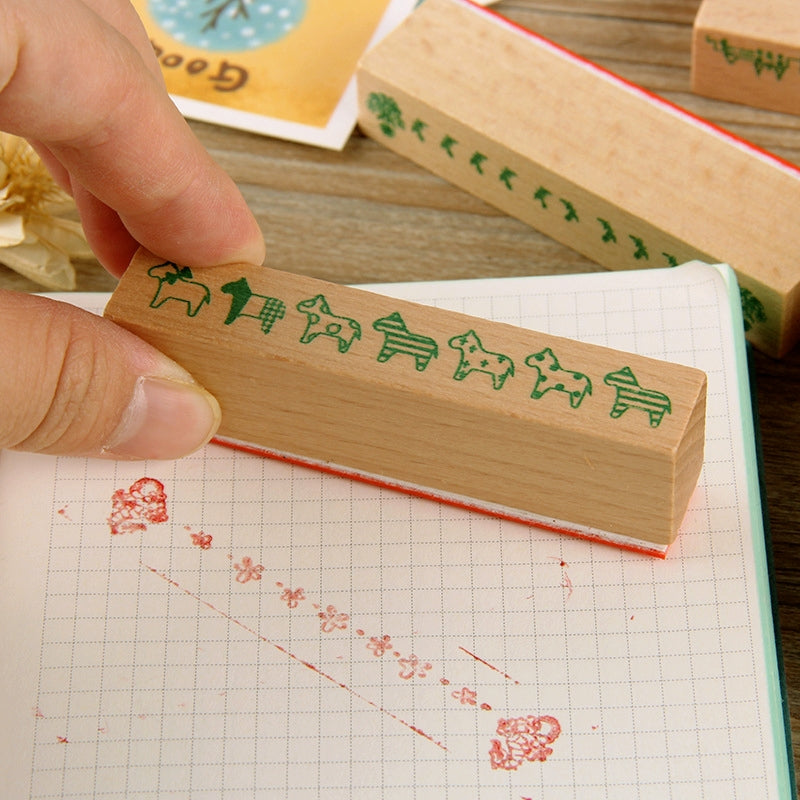 DIY Decoration Flower Border Long Wooden Rubber Stamp b