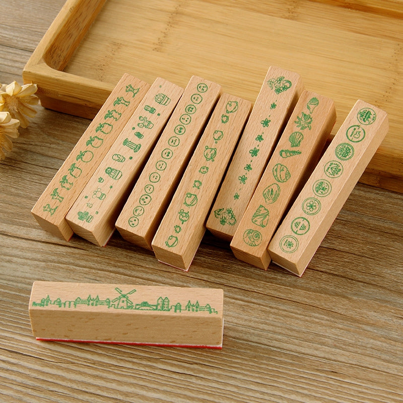 DIY Decoration Flower Border Long Wooden Rubber Stamp b1