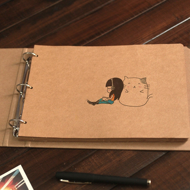DIY Photo Album 3-Hole Loose-leaf Blank Journal Notebook b