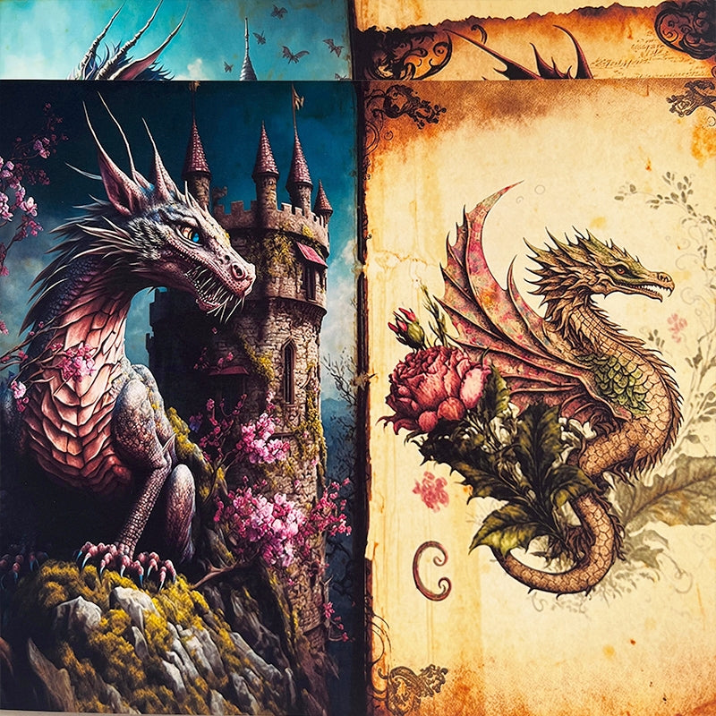 Dragon and Castle Background Scrapbook Paper - Stamprints6