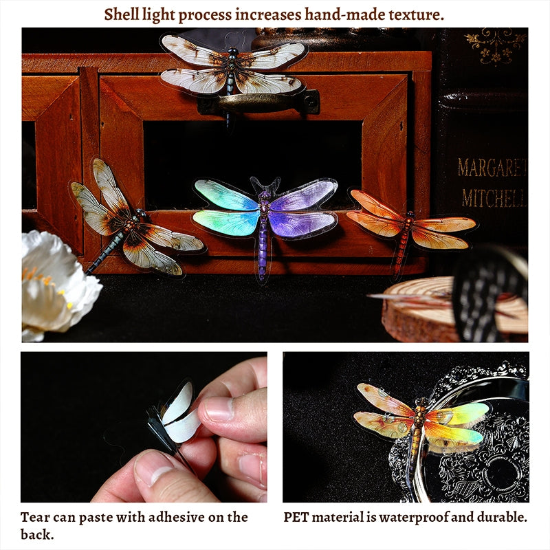 Dragonfly Holographic Hot Stamping PET Stickers c