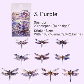 Dragonfly Holographic Hot Stamping PET Stickers sku-3