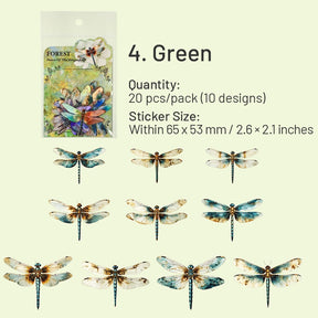 Dragonfly Holographic Hot Stamping PET Stickers sku-4