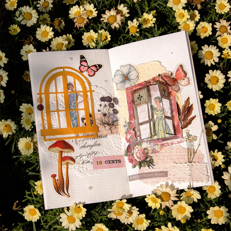 Dream Flower Window Series Retro Hollow Decorative Stickers b6