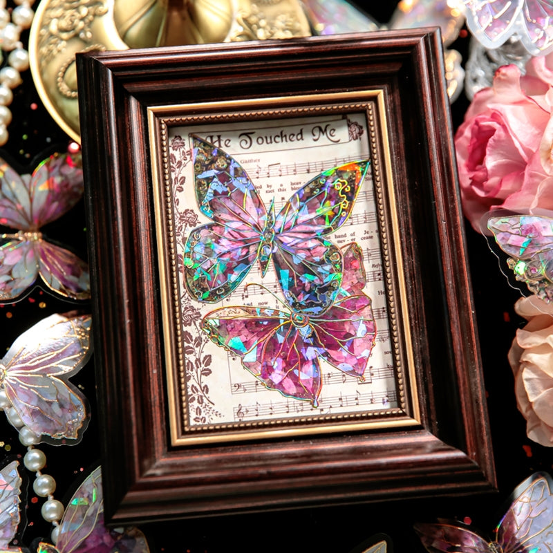 Dreamy Holographic Gold Foil Butterfly Vinyl Decorative Stickers b