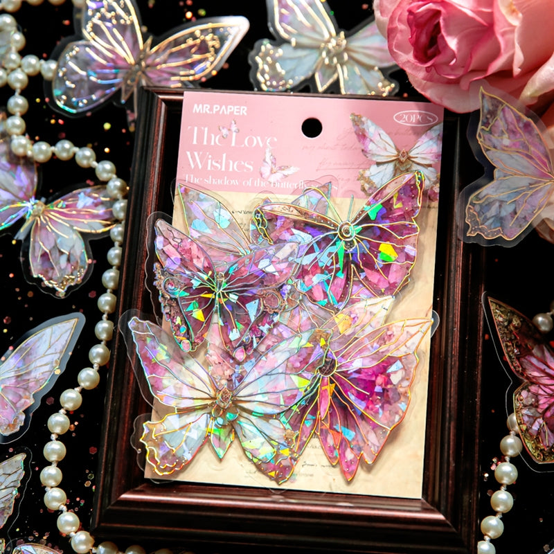 Dreamy Holographic Gold Foil Butterfly Vinyl Decorative Stickers b2