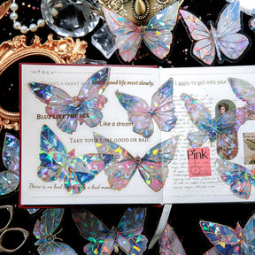 Dreamy Holographic Gold Foil Butterfly PVC Decorative Stickers b3