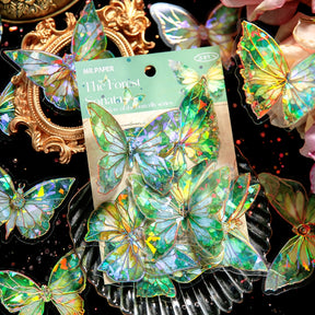 Dreamy Holographic Gold Foil Butterfly PVC Decorative Stickers b5