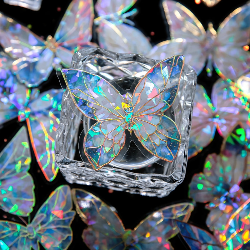 Dreamy Holographic Gold Foil Butterfly Vinyl Decorative Stickers c2