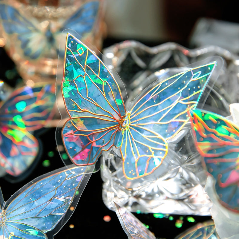 Dreamy Holographic Gold Foil Butterfly Vinyl Decorative Stickers c3