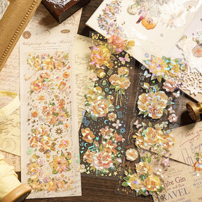 Dreamy Holographic Hot Stamping Floral PET Stickers b2