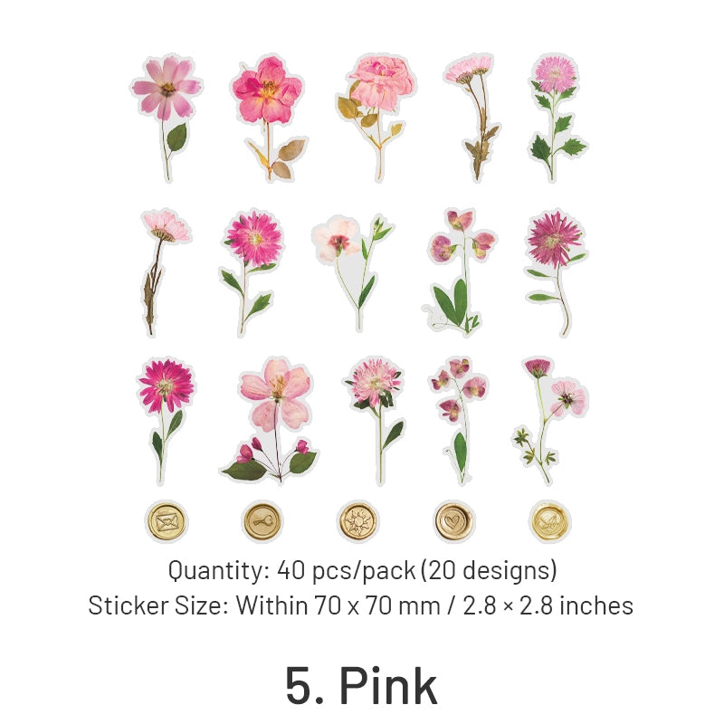 dried flower style Pack 40 stickers scrapbooking bullet journal