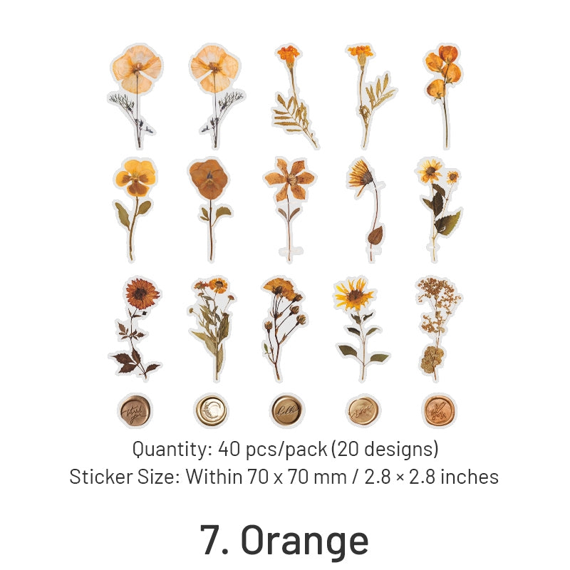 Dried Flower Collection Wax Seal Flower Plant Sticker Pack sku-7