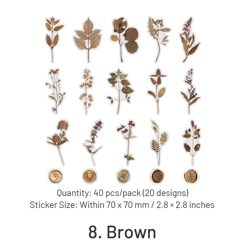 Dried Flower Collection Wax Seal Flower Plant Sticker Pack sku-8