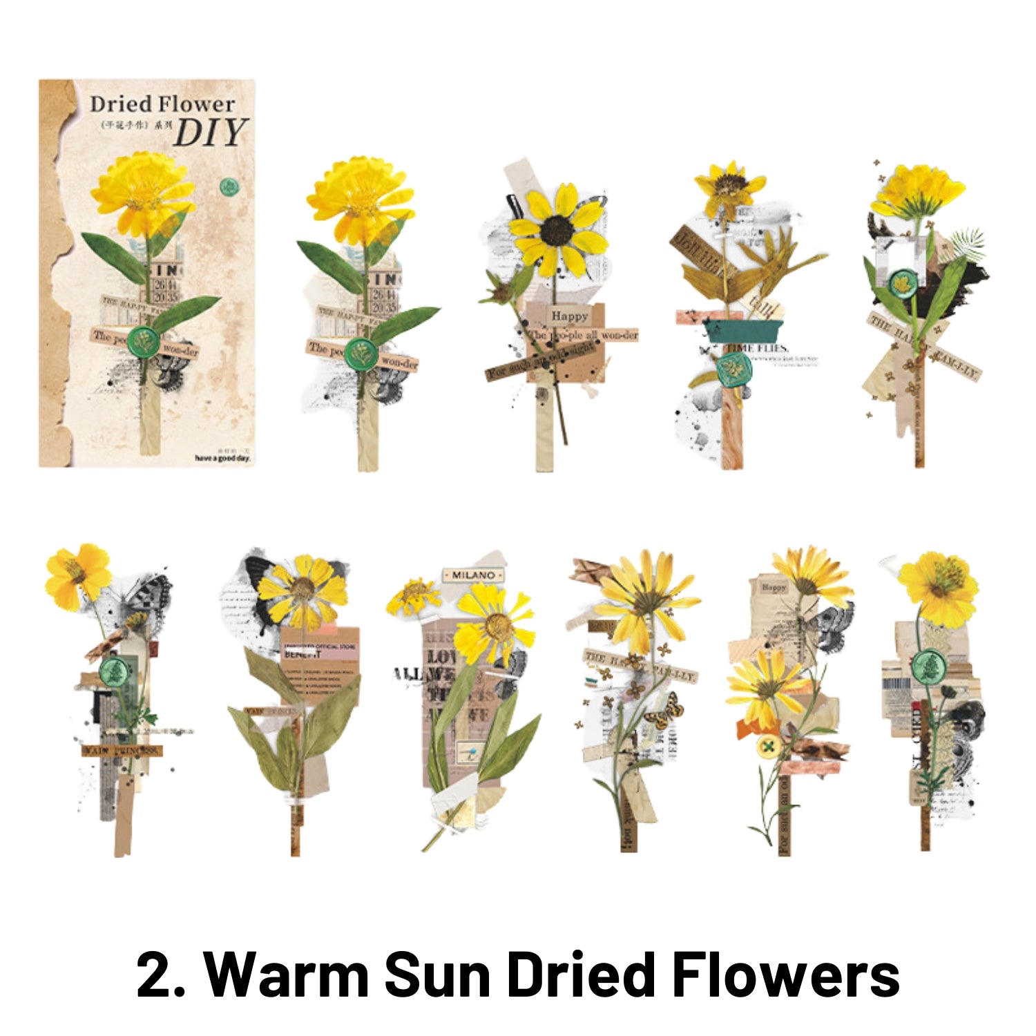 Dried Flower Handmade Series Simulated Dried Flower Material Stickers 2