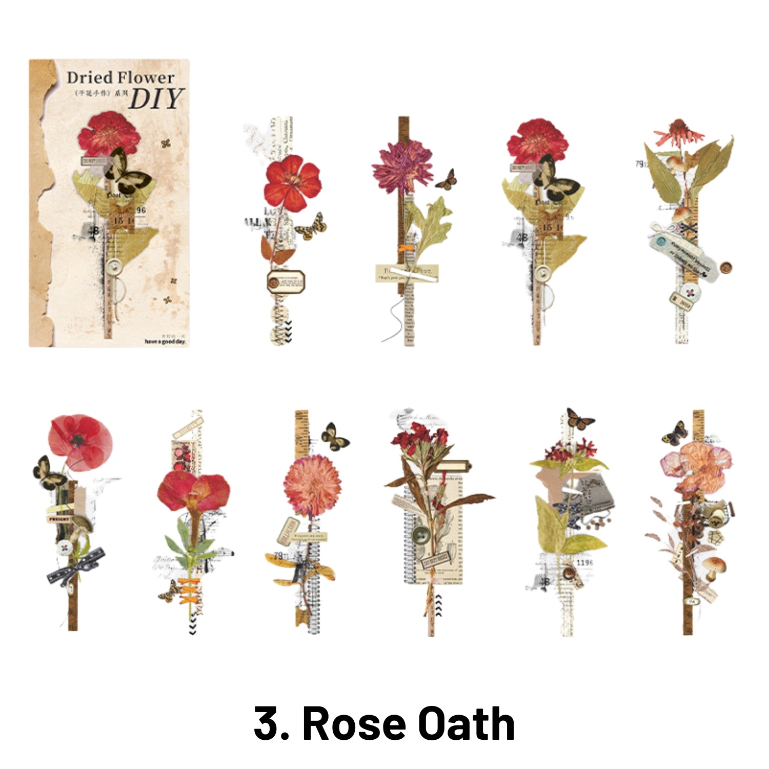 Dried Flower Handmade Series Simulated Dried Flower Material Stickers 3