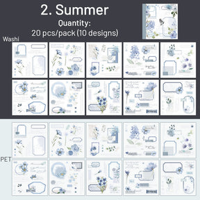 Dual-material Die-cut Sticker Book - Borders, Text, Stamps, Flowers sku-2