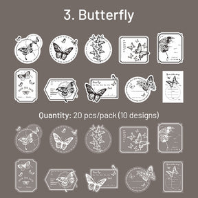 Dual-material Plant Stickers - Fern, Mushroom, Butterfly, Hydrangea, Hibiscus, Peony, Daisy, Poppy sku-3