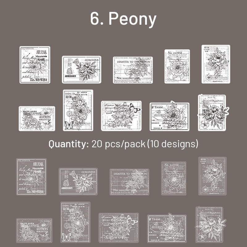 Dual-material Plant Stickers - Fern, Mushroom, Butterfly, Hydrangea, Hibiscus, Peony, Daisy, Poppy sku-6