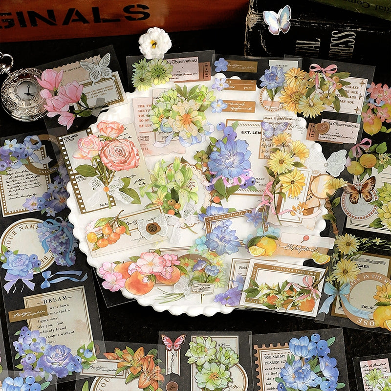 Dusk Letter Series Long Strip Flower Stickers b