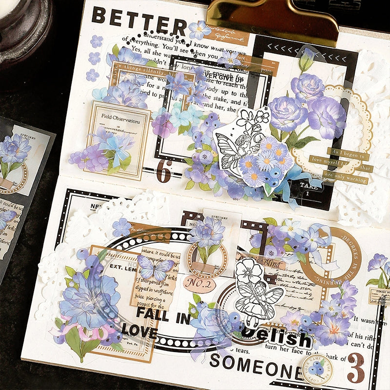 Dusk Letter Series Long Strip Flower Stickers b3