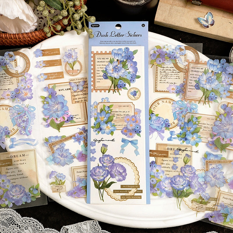 Dusk Letter Series Long Strip Flower Stickers b4