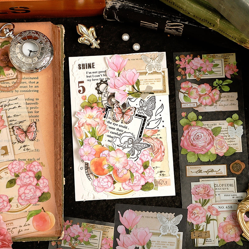 Dusk Letter Series Long Strip Flower Stickers b6