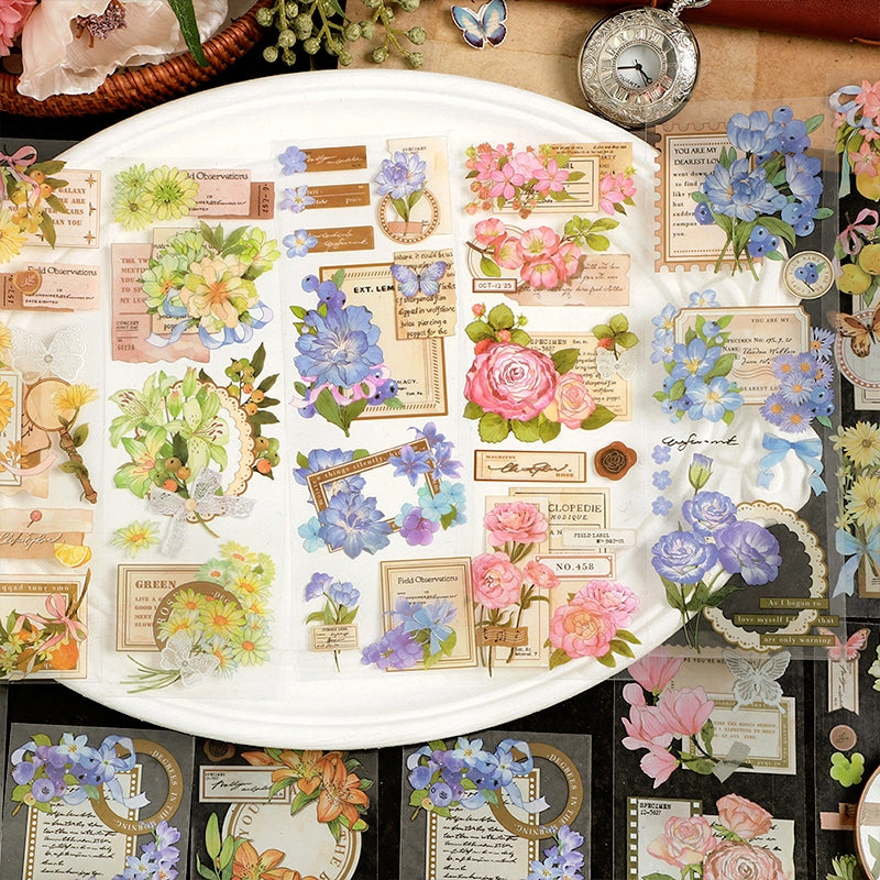 Dusk Letter Series Long Strip Flower Stickers b7