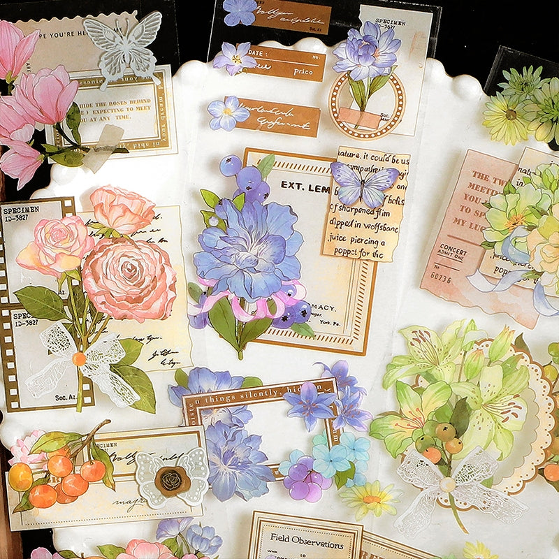 Dusk Letter Series Long Strip Flower Stickers c