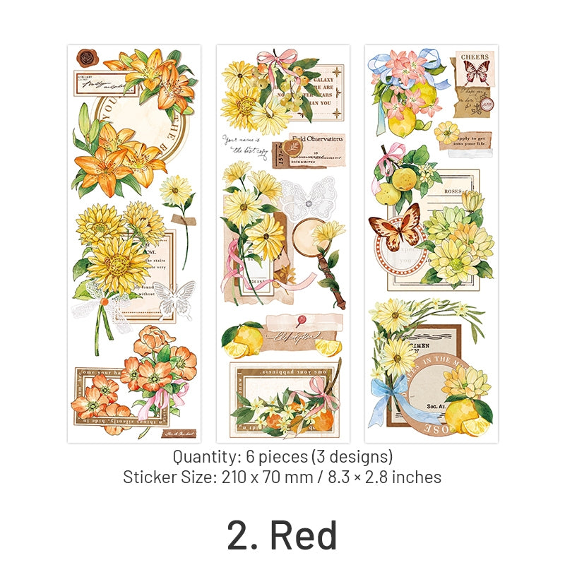 Dusk Letter Series Long Strip Flower Stickers sku-2