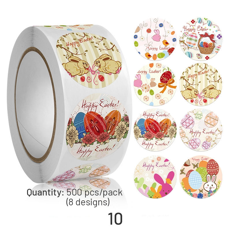 Easter Bunny and Egg Cartoon Coated Paper Stickers - 500PCS sku-10