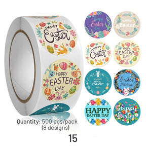 Easter Bunny and Egg Cartoon Coated Paper Stickers - 500PCS sku-15