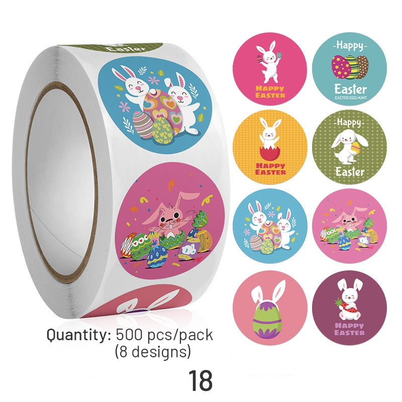 Easter Bunny and Egg Cartoon Coated Paper Stickers - 500PCS sku-18