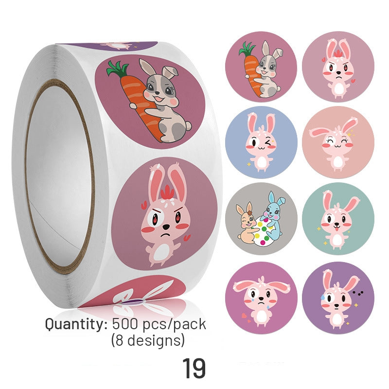 Easter Bunny and Egg Cartoon Coated Paper Stickers - 500PCS sku-19