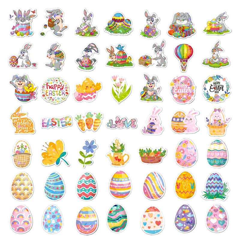 Easter Bunny and Egg Holographic Vinyl Stickers c