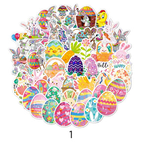 Easter Bunny and Egg Holographic Vinyl Stickers sku-1