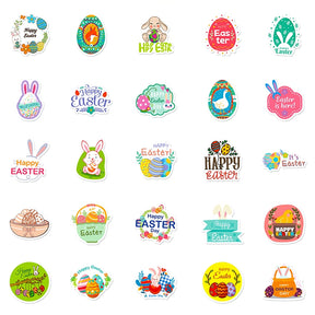 Easter Bunny, Eggs, and Text Vinyl Stickers c2