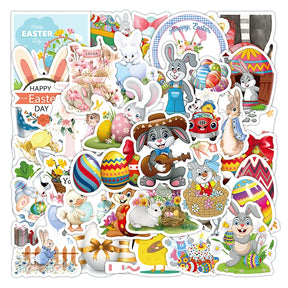 Easter Cartoon Bunny and Egg Vinyl Stickers a2