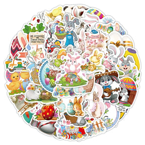 Easter Cartoon Bunny and Egg Vinyl Stickers a