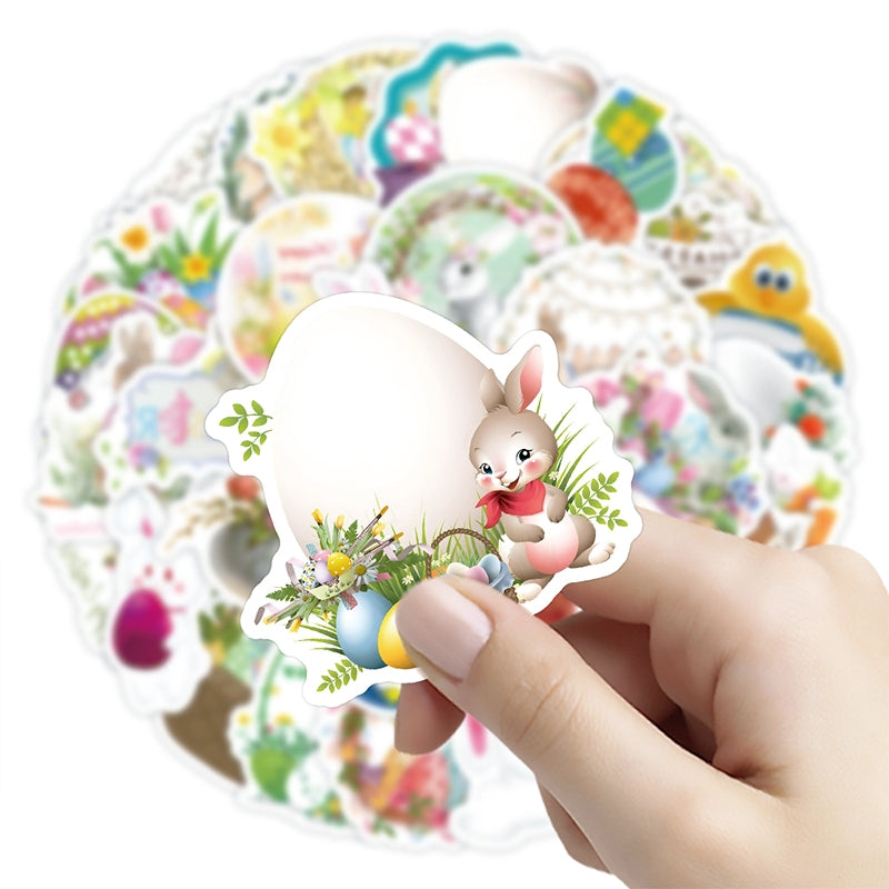 Easter Cartoon Bunny and Egg Vinyl Stickers b3