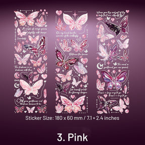 Embossed Holographic Silver Butterfly PVC Stickers sku-3